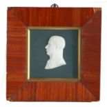 Early 19th Century biscuit ware profile portrait of a Flemish nobleman, signed, housed in a glazed