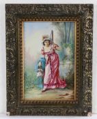A. Armand (19th/20th Century) Lady wearing Pink Dress with Fan signed (lower right), oil on