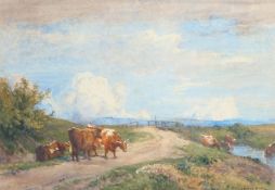 Robert Thorne Waite R.W.S (British, 1842-1935), Cattle in a Landscape, signed Thorne Waite (lower