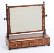 Victorian mahogany and boxwood strung dressing table mirror, the rectangular mirror plate flanked by