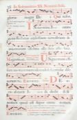 Group of thirty-seven leaves from a printed antiphonary, Italy, 17th century, printed in red and