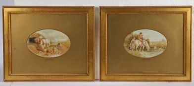 Circle of Myles Birket Foster (19th Century) Country Scenes both bearing monogram, pair of