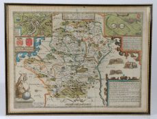 John Speed - Hand coloured and engraved map of Hartfordshire, the situations of Hartford and the