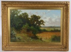 Cyrus Buott (British, 1868-1946) Country Landscape with Gate signed and dated 1884 (lower left), oil
