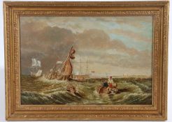 After William Clarkson Stanfield (British, 1793-1867) 'Portsmouth' oil on board 27 x 40cm (10.5"x