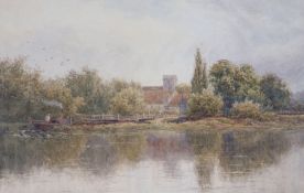 David Law RBA, RPE, (British, 1831-1902) River Scene with Church signed (lower left), watercolour 33