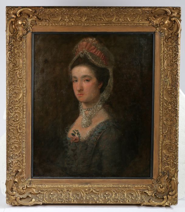 Circle of Thomas Gainsborough R.A (British, 1727-1788) Portrait of a Young Lady - Image 2 of 2