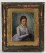 C.P (British, 19th Century) Portrait of a Lady monogrammed and dated '79, oil on board 24 x 19cm (