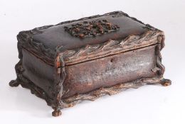 19th century Black Forest table casket, the bombe body decorated with a branch design to the