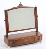 Victorian mahogany and boxwood strung dressing table mirror, the arched top mirror plate with