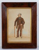 Irish School (19th century) Portrait of a country gentleman with shillelagh, watercolour on paper,