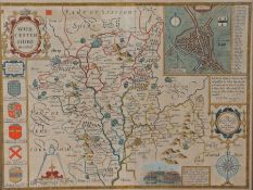 Saxton (Christopher) & Speed (John) Worcestershire Described, hand-coloured map with Worcester