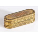 Rare 18th Century gilt brass and tortoiseshell double opening snuff box, of oval form with roundel