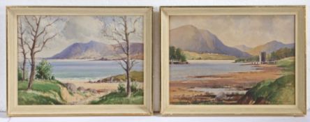 Rowland Hill (1915-1974) Carlingford Lough, Co. Down signed (lower right), pair of watercolours 25 x