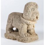 Lime stone carved figure depicting a standing dog, 28cm wide, 27cm high