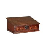 An Elizabeth I oak and marquetry-inlaid boarded desk box, Home Counties, circa 1590 Having a boarded