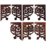 Seven mid-15th century oak pierced tracery-carved panels, Norfolk, England, circa 1450 From a rood