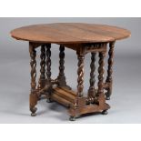 An unusual Charles II/William & Mary joined oak gateleg occasional table. circa 1680-90 Having an