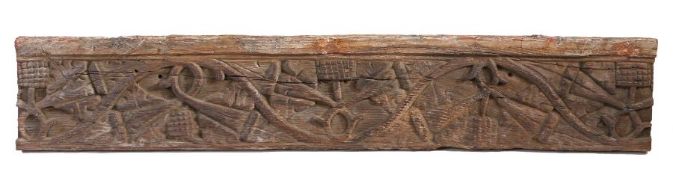 A rare section of late Medieval/Tudor oak architectural barge board, circa 1450-1500 Boldly carved