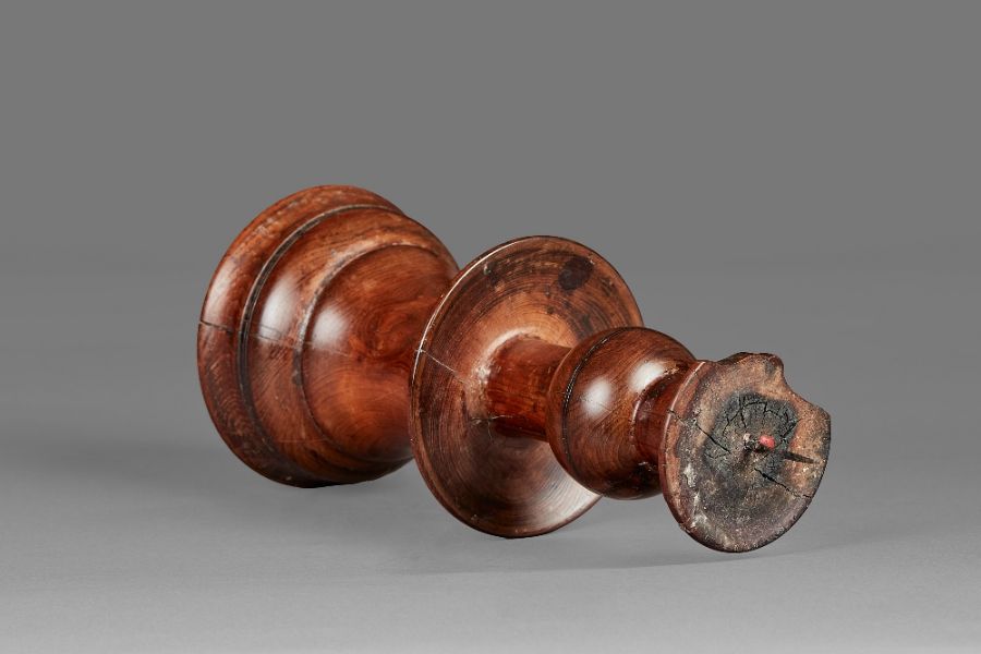 A rare yew bell-base and ball-knopped pricket candlestick Probably Elizabeth I, circa 1600 With - Image 4 of 5