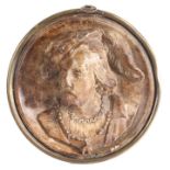 An unusual small Renaissance style composition portrait bust roundel, French/Italian In the
