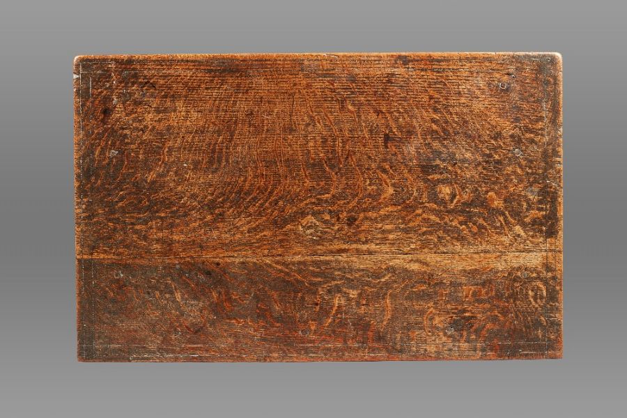 A small and rare Charles I oak side or centre table, Dorset, circa 1640 The boarded top with - Image 8 of 8