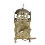 A small mid -to late 17th century brass lantern clock, English William Snowe, Marlborough, b. c1638,