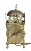 A small mid -to late 17th century brass lantern clock, English William Snowe, Marlborough, b. c1638,