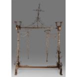 A highly impressive wrought-iron fireplace garniture, English, circa 1600 For use over an open