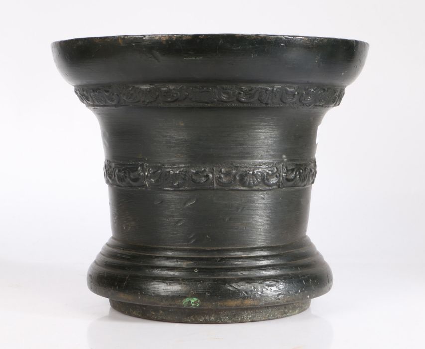 A large mid-17th century bronze mortar, Whitechapel, London, circa 1650 Cast beneath the rim with - Image 3 of 4