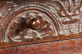 A mid-17th century beech and oak chip-carved desk box, English/Welsh, circa 1640-70 Finely carved