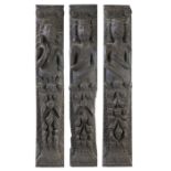 An interesting set of three large Elizabeth I carved oak figural terms, circa 1570 Almost