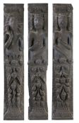 An interesting set of three large Elizabeth I carved oak figural terms, circa 1570 Almost