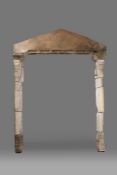 A rare Medieval stone fireplace, French, circa 1400-1450 Having a pediment mantel, with geometric-