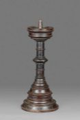 An impressive pair of turned oak pricket candlesticks Probably 15th century North European, circa