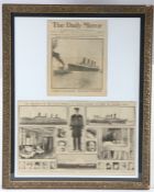 Framed pages from 'The Daily Mirror' relating to the disaster of The Titanic, Tuesday April 16