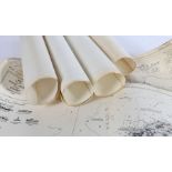 Collection of six sea charts, Scilly Isles to the Lizard, Poole Harbour, Salcombe River, Mounts Bay,