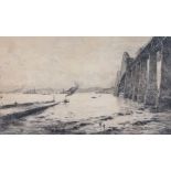 William Lionel Wyllie, RA, RE, (British, 1851-1931) 'The Forth Bridge' signed in pencil (lower