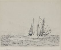 William Lionel Wyllie, RA, RE, (British, 1851-1931) The Q-Boat 'Merope' sinking a U-Boat Signed (
