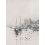 Rowland Langmaid, RN (British, 1897-1956) Thames signed in pencil (lower right), etching 29 x