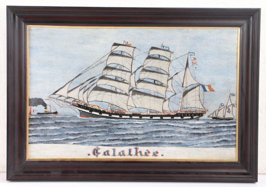 Continental School, (19th century), study of French frigate 'Galathee', unsigned oil on canvas,