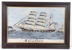 Continental School, (19th century), study of French frigate 'Galathee', unsigned oil on canvas,