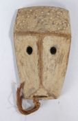 Lega tribal mask, Democratic Republic of Congo, the face painted in white, 27cm long