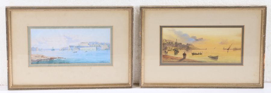 Vincenzo d' Esposito (Maltese, 1886-1946) Valetta Harbour, Malta both signed, pair of watercolours 9
