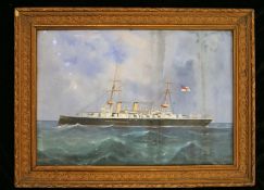 D'Esposito (Maltese) British ship in open waters, signed and dated 1892,