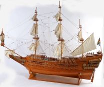 Wooden model of the Swedish warship Vasa or Wasa, presented on a plinth base, 185cm high, 248cm