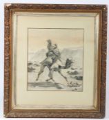 P F Cole (19th Century) Figure on a Camel signed, dated 1896 and inscribed 'Presented by Samuel