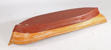 Ship hull plug/model, of the Danish Sailing Barge Metta Catharina, the pine hulled plug with red