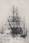 William Lionel Wyllie, RA, RE, (British, 1851-1931) HMS Victory signed in pencil (lower left),