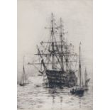 William Lionel Wyllie, RA, RE, (British, 1851-1931) HMS Victory signed in pencil (lower left),